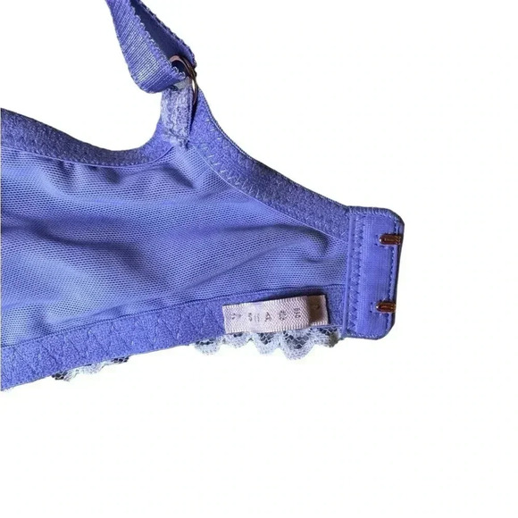 Savage x Fenty Bra 34D Lingerie Rhianna Blue Periwinkle Ombré Lace Underwire - Picture 7 of 8